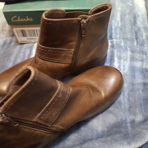 Brown side zip ankle booties Clark's brand
